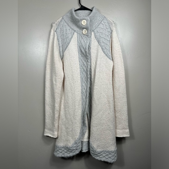 PrAna Angelic Duster Cardigan Sweater in Grey / White Size XL - Picture 1 of 8